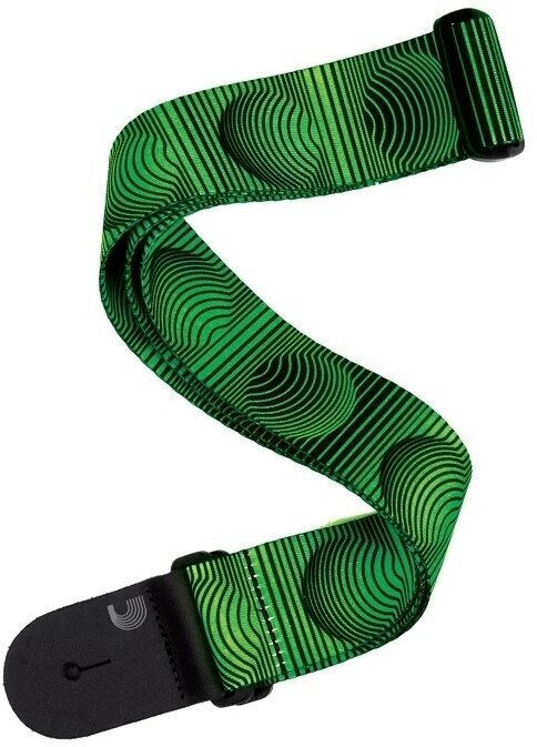D'Addario Polyester Guitar Strap Optical Art Green Orbs D'Addario