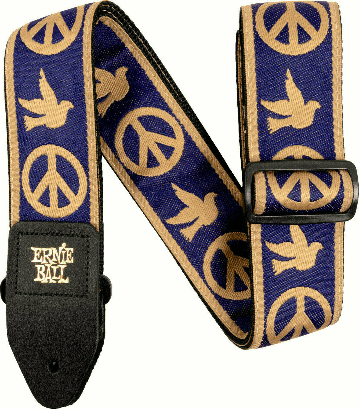 Ernie Ball Navy Blue and Beige Peace Love Dove Jacquard Strap Ernie Ball