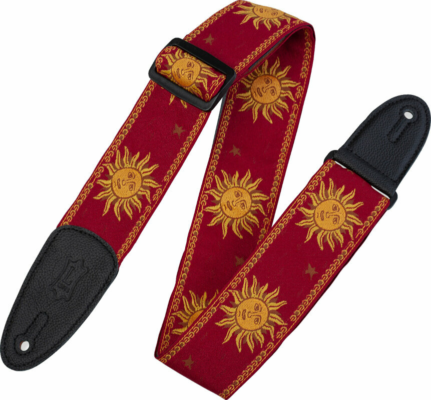 Levys MPJG-SUN-RED Print Series 2" Sun Design Jacquard Weave Guitar Strap Red Levys