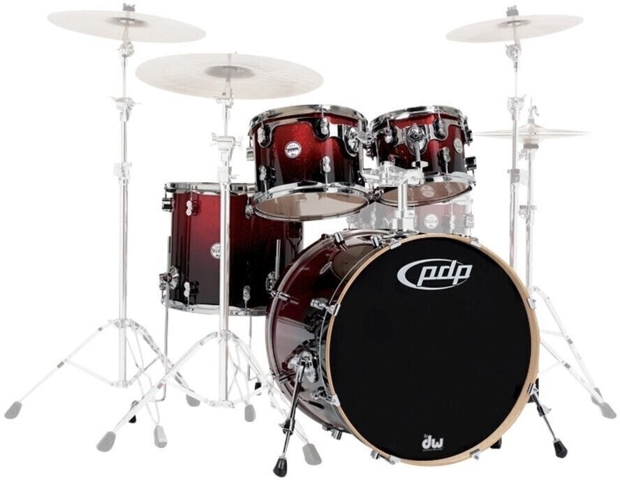 PDP by DW CM3 Concept Maple Shellset Red to Black Sparkle PDP by DW