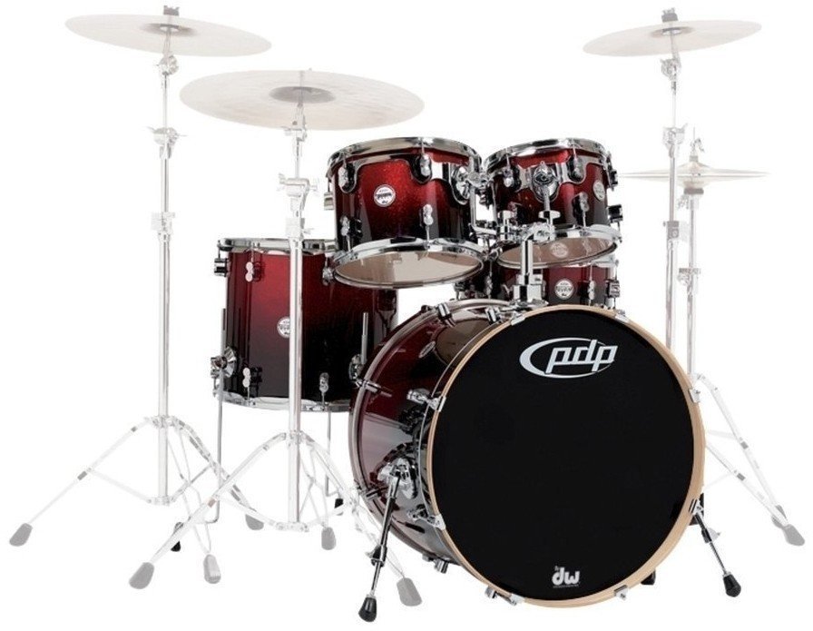 PDP by DW Concept Shell Pack 5 pcs 22" Red to Black Sparkle PDP by DW