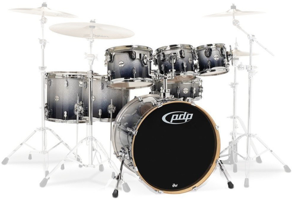PDP by DW Concept Shell Pack 7 pcs 22" Black Sparkle-Silver PDP by DW
