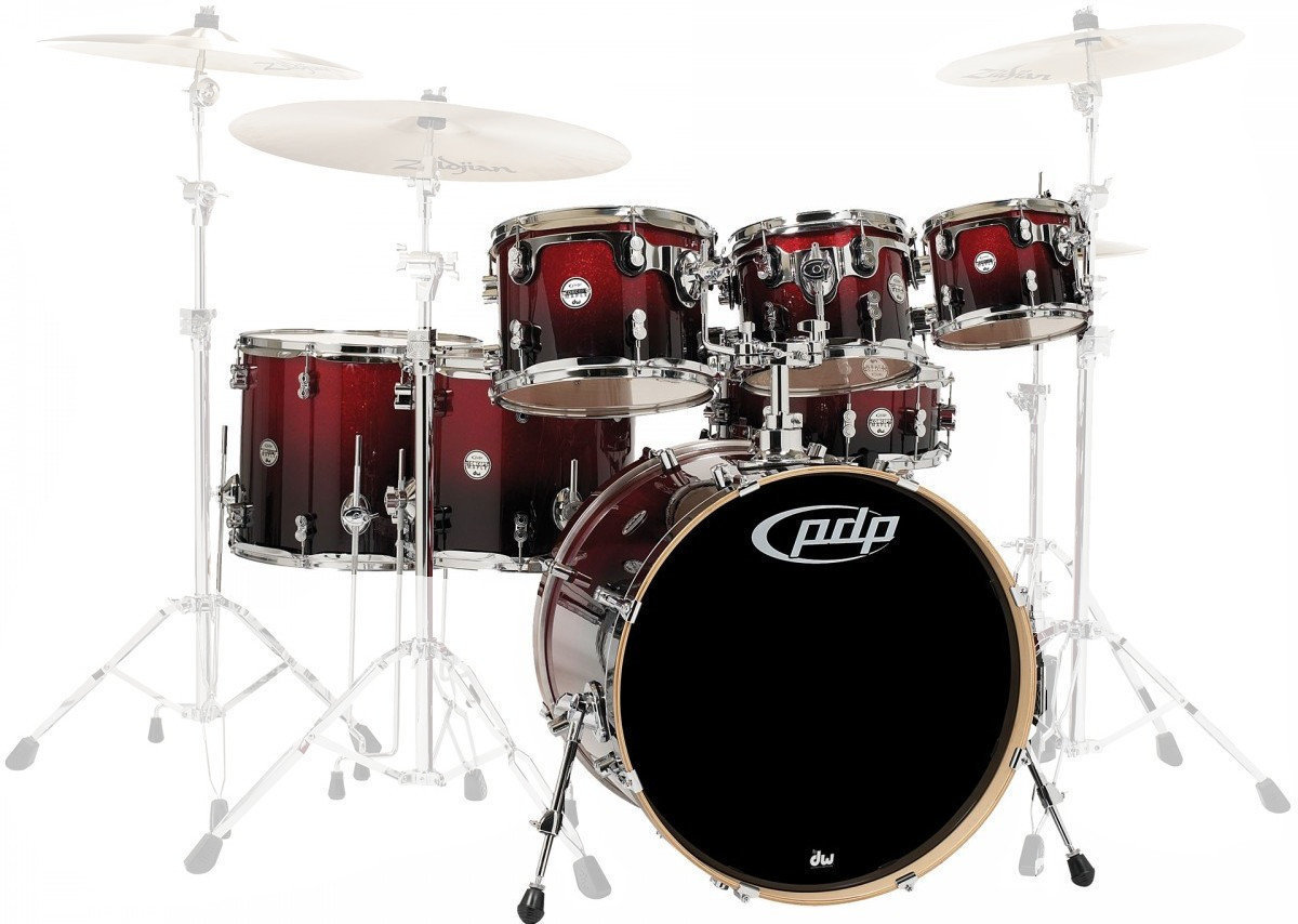 PDP by DW Concept Shell Pack 7 pcs 22" Red To Black Fade PDP by DW