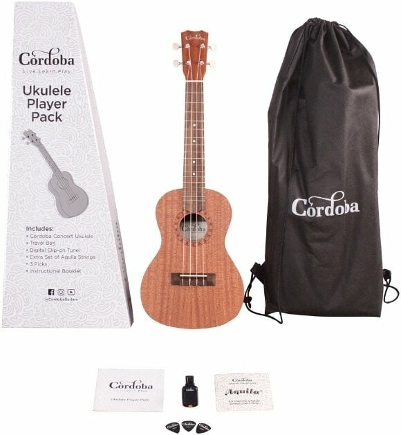 Cordoba Ukulele Player Pack Concert Koncertní ukulele Natural Cordoba