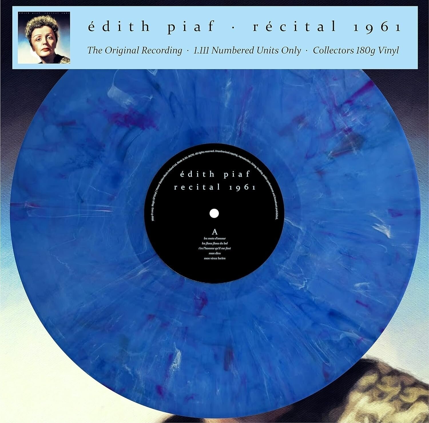 Edith Piaf - Récital 1961 (Limited Edition) (Numbered) (Reissue) (Blue Marbled Coloured) (LP) Edith Piaf