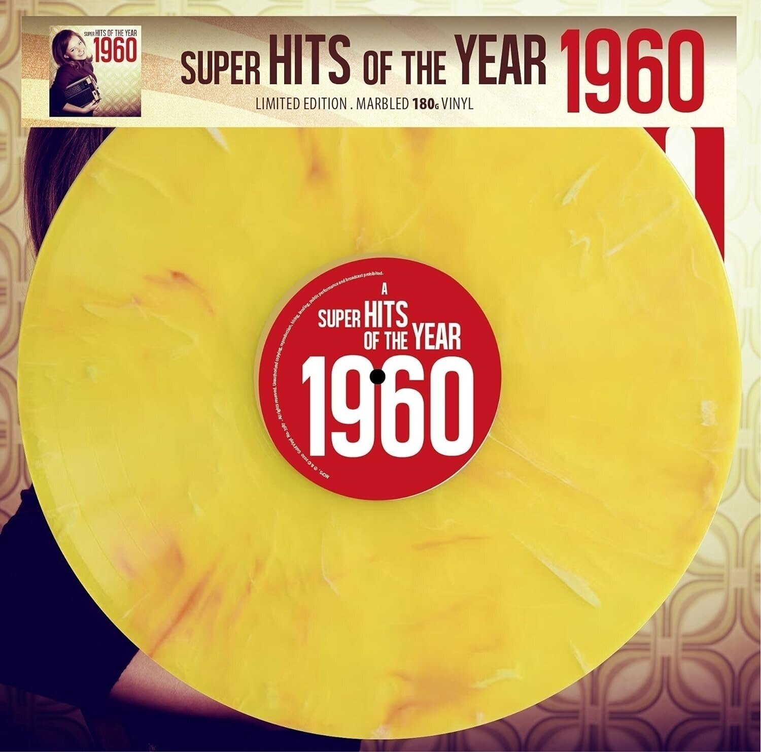 Various Artists - Super Hits Of The Year 1960 (Limited Edition) (Numbered) (Yellow Marbled Coloured) (LP) Various Artists